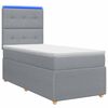 vidaXL Letto Box Spring LED con Materasso Grigio Chiaro 90 x 190 cm