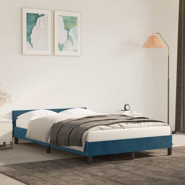 vidaXL Giroletto senza Materasso Blu Scuro 120x190 cm Velluto