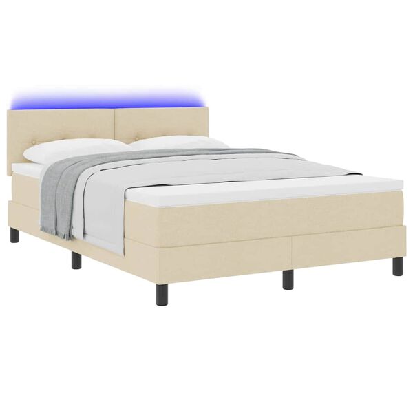 vidaXL Letto a molle con materasso con led Crema 140 x 200 cm Tessuto