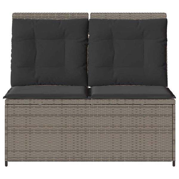 vidaXL Panchina da giardino con cuscino Grigio Poly Rattan
