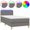 vidaXL Letto a Molle Materasso e LED Grigio Scuro 90x200 cm in Tessuto