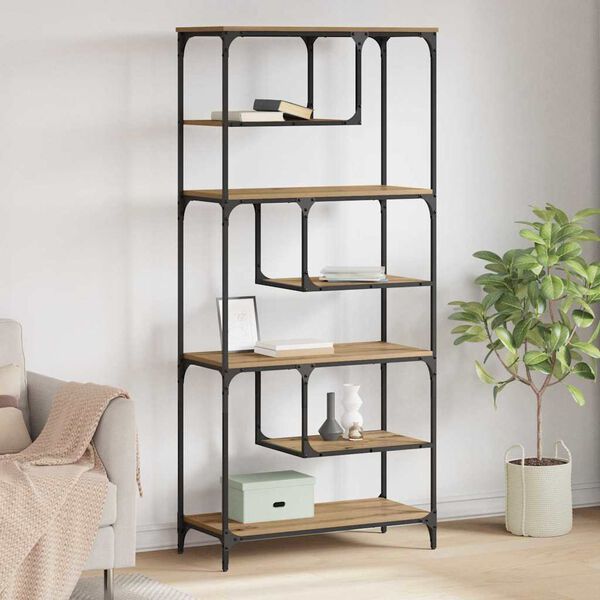 vidaXL Libreria rovere artigianale 81 x 36 x 176 cm Legno multistrato