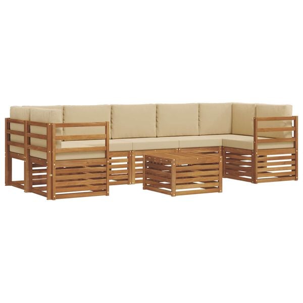 vidaXL Set di divani da esterno con cuscino 8 pcs Naturale e Beige
