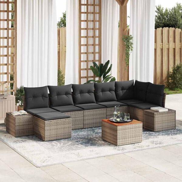 vidaXL Set Divano da Giardino 8 pcs Grigio