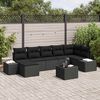vidaXL Set Divano da Giardino con cuscino 7 pcs Nero polyrattan
