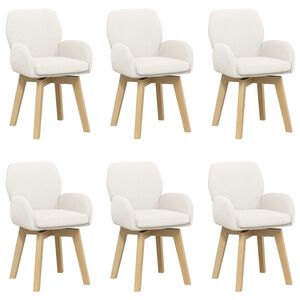 vidaXL Sedie da pranzo girevoli 6 pz Boucl&eacute; Crema 54 x 58 x 87 cm