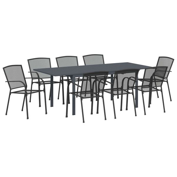 vidaXL Set da Pranzo per Giardino 9 pcs Antracite Acciaio