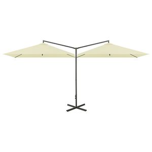 vidaXL Ombrellone Doppio con Palo in Acciaio Sabbia 600x300 cm