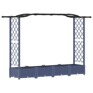 vidaXL Letto Rialzato con Griglia e Tetto Grigio 207 x 40 x 126 cm PP