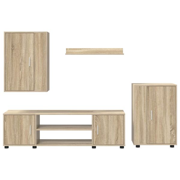 vidaXL Set mobile TV 4 pcs Rovere Sonoma Legno multistrato