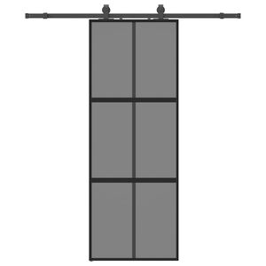 vidaXL Porta Scorrevole Set Ferramenta Nera 76x205 cm Vetro Temperato