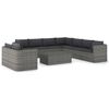 vidaXL Set Divani da Giardino 10 pz con Cuscini in Polyrattan Grigio
