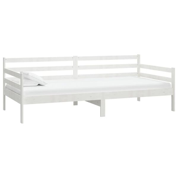 vidaXL Divano Letto con Materasso 90x200 cm Bianco in Legno di Pino