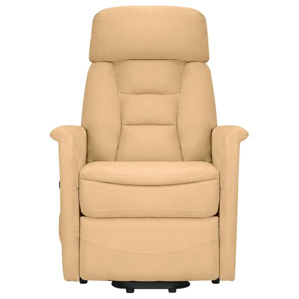 vidaXL Poltrona Alzapersona Massaggiante Crema in Tessuto Microfibra