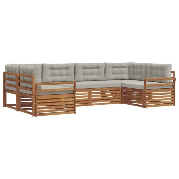 vidaXL Set di divani da esterno 6 pcs Grigio Naturale e Chiaro