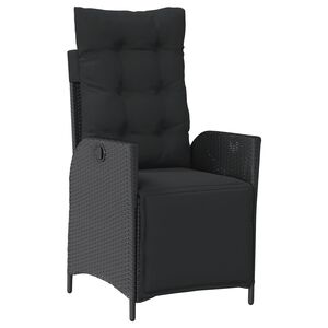 vidaXL Sedia Reclinabile da Giardino con Poggiapiedi Nera Polyrattan
