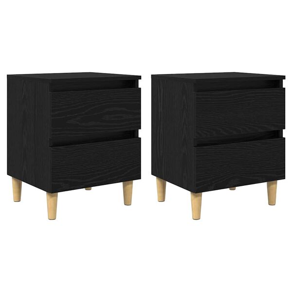 vidaXL Mobiletti da letto 2 pcs Rovere Nero 40 x 35 x 50 cm