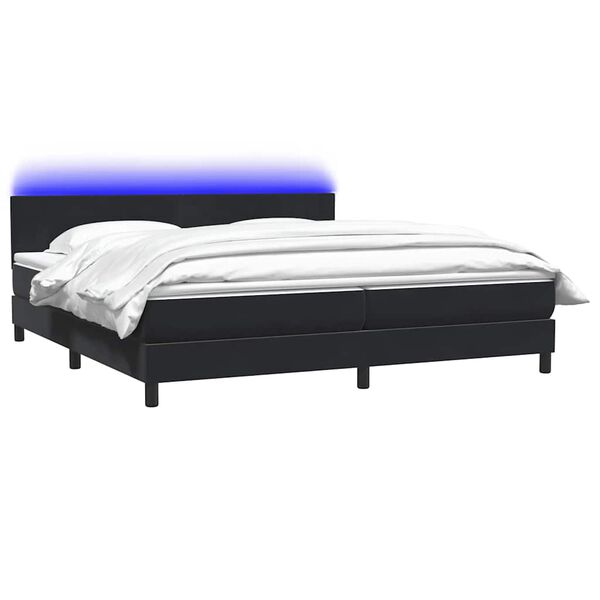 vidaXL Letto a Molle con Materasso e LED Nero 180x220 cm in Velluto