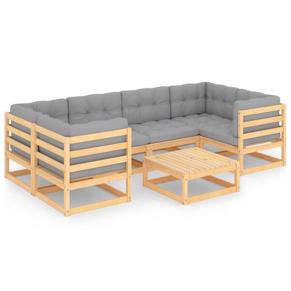 vidaXL Set Salotto Giardino 7 pz Cuscini Antracite Legno Massello Pino