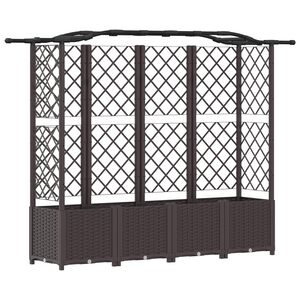 vidaXL Letto Rialzato con Griglia e Tetto Marrone 204 x 40 x 141 cm PP