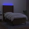 vidaXL Letto a Molle Materasso e LED Marrone Scuro 100x200 cm Tessuto