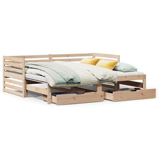 vidaXL Dormeuse con Cassetti 90x200 cm Legno Massello Pino