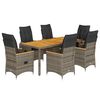 vidaXL Set da Pranzo da Giardino 7 pz con Cuscini in Polyrattan Grigio