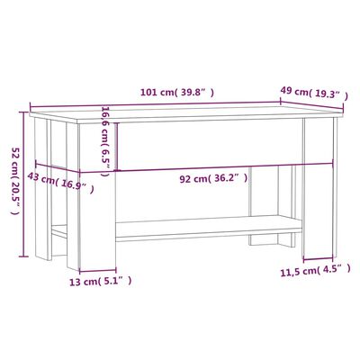 vidaXL Tavolino da Salotto Rovere Fumo 101x49x52 cm Legno Multistrato