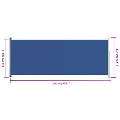 vidaXL Tenda Laterale Retrattile per Patio 117x300 cm Blu