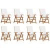 vidaXL Sedia da Giardino 8 pz Marrone e bianco Legno di teak solido