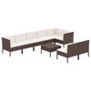 vidaXL Set Divani da Giardino 9 pz con Cuscini in Polyrattan Marrone
