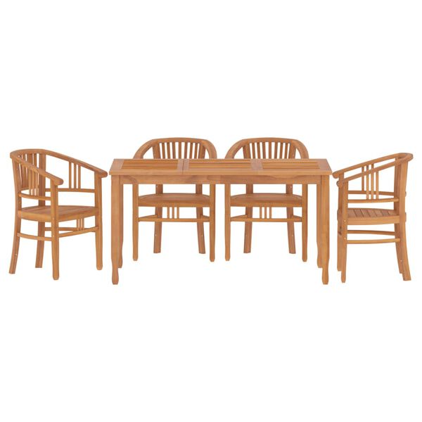 vidaXL Set da Pranzo per Giardino 5 pz in Legno Massello di Teak