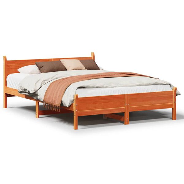 vidaXL Letto senza Materasso Marrone Cera 135x190 cm in Legno di Pino