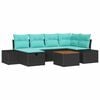 vidaXL Set Divano da Giardino 7 pz Nero Poly Rattan