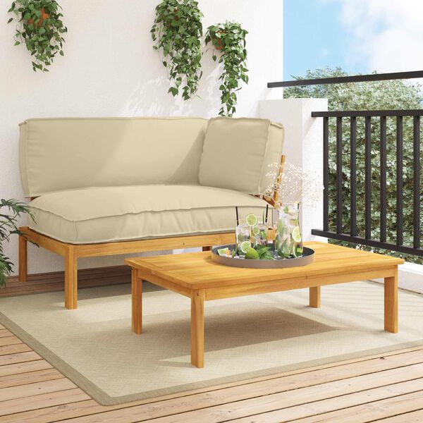 vidaXL Set di divani con cuscino 2 pcs Beige Legno di Acacia Massello