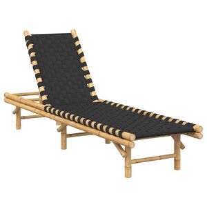 vidaXL Lettino Prendisole con Fettuccia Intrecciata Nera 55x200x30 cm