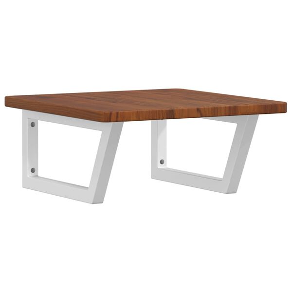 vidaXL Ripiano a Parete per Lavabo in Acciaio e Massello di Rovere