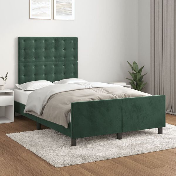 vidaXL Giroletto senza Materasso Verde Scuro 120x190 cm Velluto