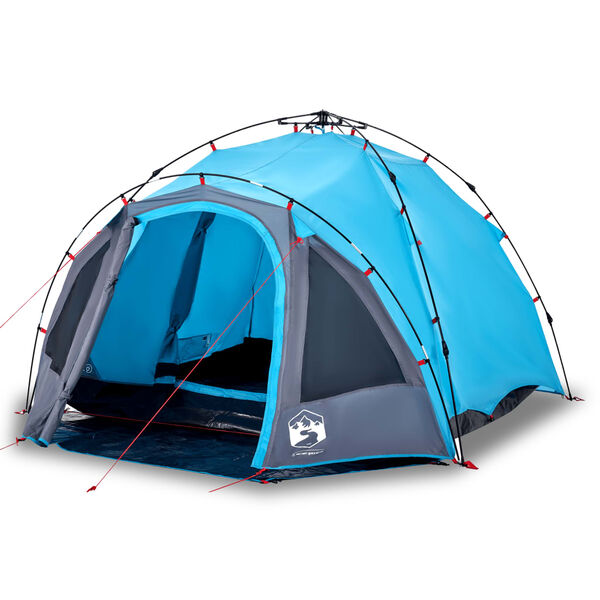 vidaXL Tenda a Cupola da Campeggio 3 Persone Blu a Rilascio Rapido