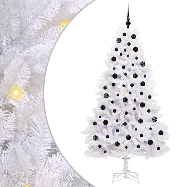 vidaXL Albero di Natale Artificiale con Rami Pieghevoli Bianco 180 cm