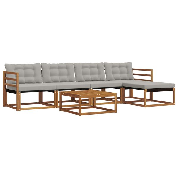vidaXL Set di divani da esterno 6 pcs Grigio Naturale e Chiaro