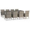 vidaXL Set da Pranzo da Giardino 9 pz con Cuscini in Polyrattan Grigio