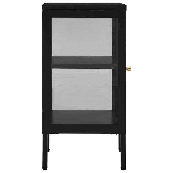 vidaXL Credenza Nera 38x35x70 cm in Acciaio e Vetro