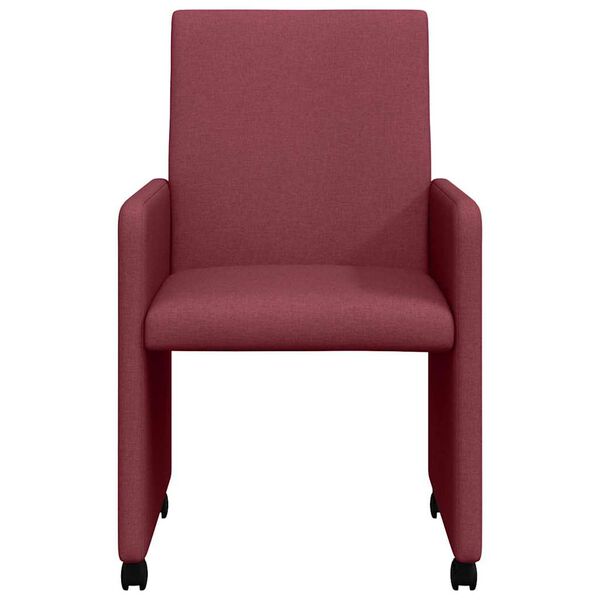 vidaXL Sedie da Pranzo con Ruote 2 pcs Rosso vino 57 x 66 x 94 cm