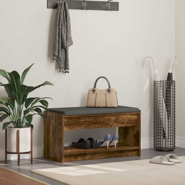 vidaXL Panca per ingresso Quercia Affumicata 83 x 38 x 45 cm