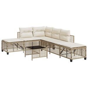vidaXL Set Divano ad Angolo 3 pz con Cuscini Beige in Polyrattan
