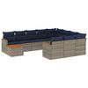 vidaXL Set Divani da Giardino 11 pz con Cuscini Grigio in Polyrattan