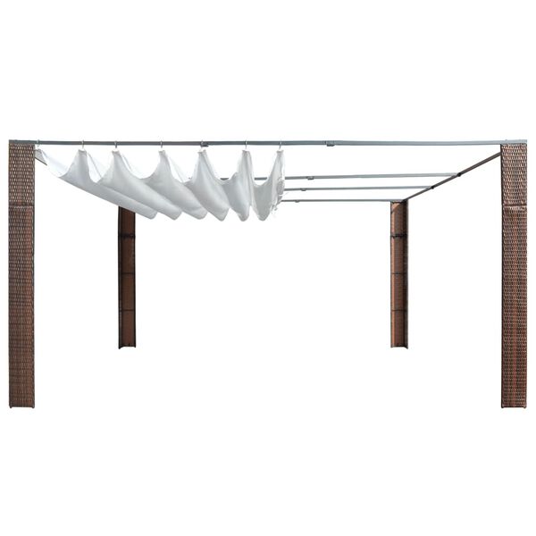 vidaXL Gazebo con Tetto in Polyrattan 400x400x200cm Marrone e Crema