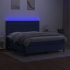 vidaXL Letto a Molle con Materasso e LED Blu 160x200 cm in Tessuto