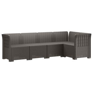 vidaXL Divano da Giardino 5 Posti Stile Rattan PP Grigio Chiaro